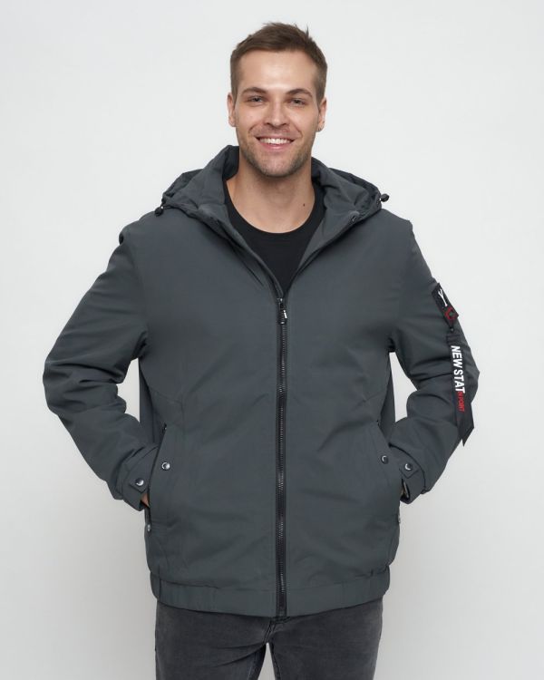Men's sports jacket with large elastic band, gray 88657Sr